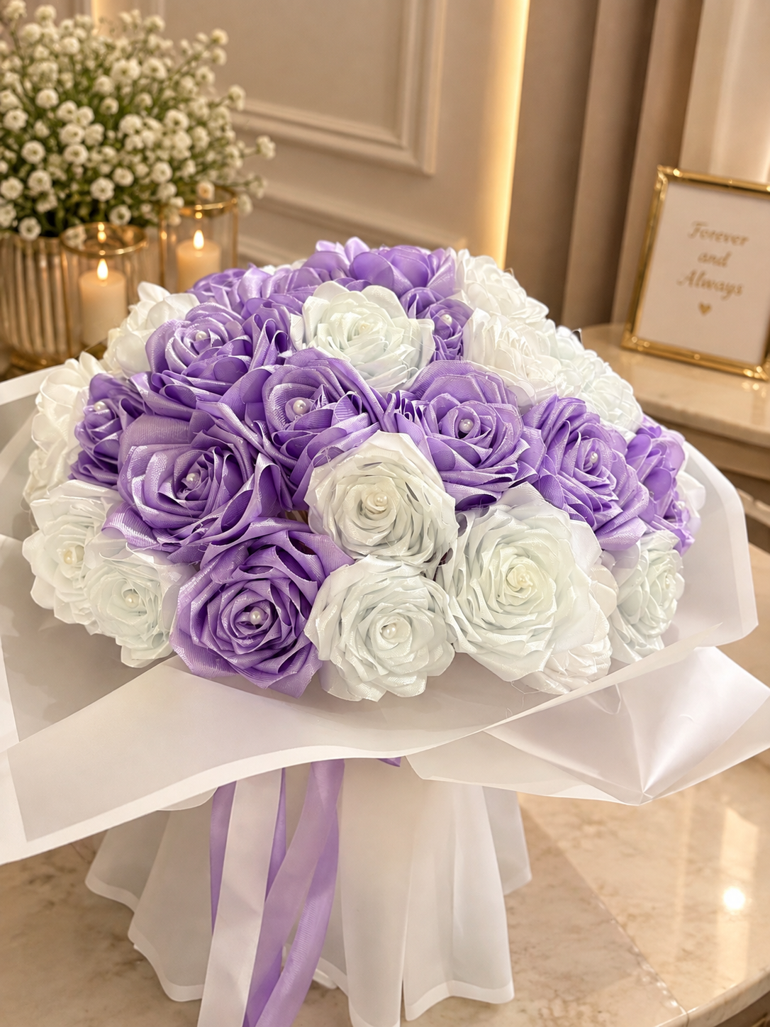 LAVENDER AND WHITE ROYAL BOUQUET