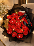 RED CLASSIC BOUQUET WITH FAIRY LIGHTS